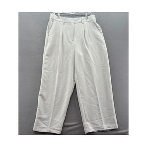 Autres Filles Pants Light Gray Pleated Wide Leg Trousers Elastic High Rise Sz L